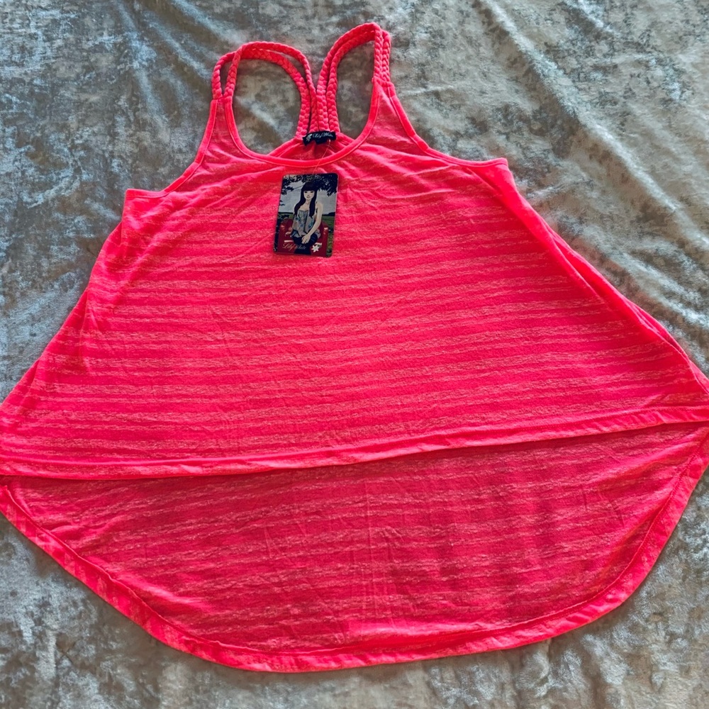 NWT Lily White Razorback Hot Pink Tank Top with Braided Straps.